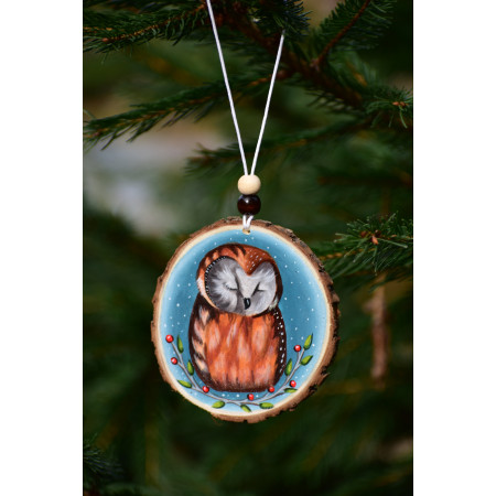 Śpiąca sóweczka , zawieszka 10 cm