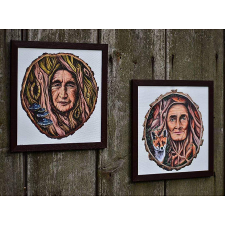 Drzewna Matka z lisem , wydruk na płótnie