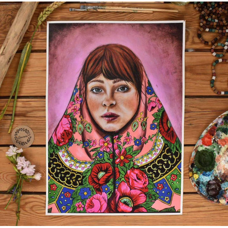 Słowianka róż , wydruk na płótnie