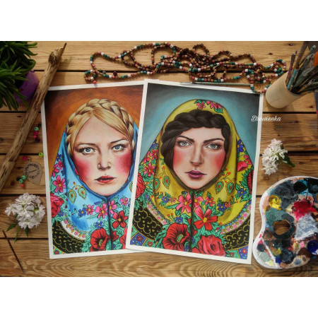 Słowianka brunetka, wydruk na płótnie