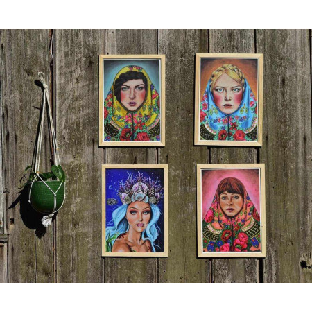 Słowianka brunetka, wydruk na płótnie